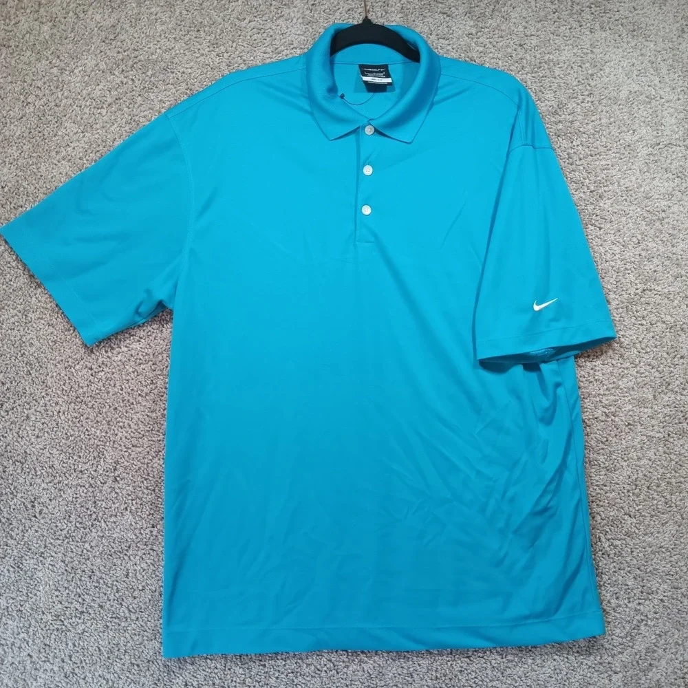 Nike Golf Dri-Fit Polo Short Sleeve  Shirt Mens Size Large Blue‎
